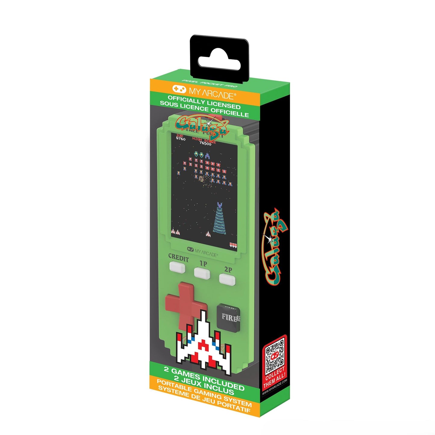 My Arcade Galaga Pixel Pocket Pro: Galaga Video Game, Retro Gaming, Portable Keychain Arcade, Classic Arcades
