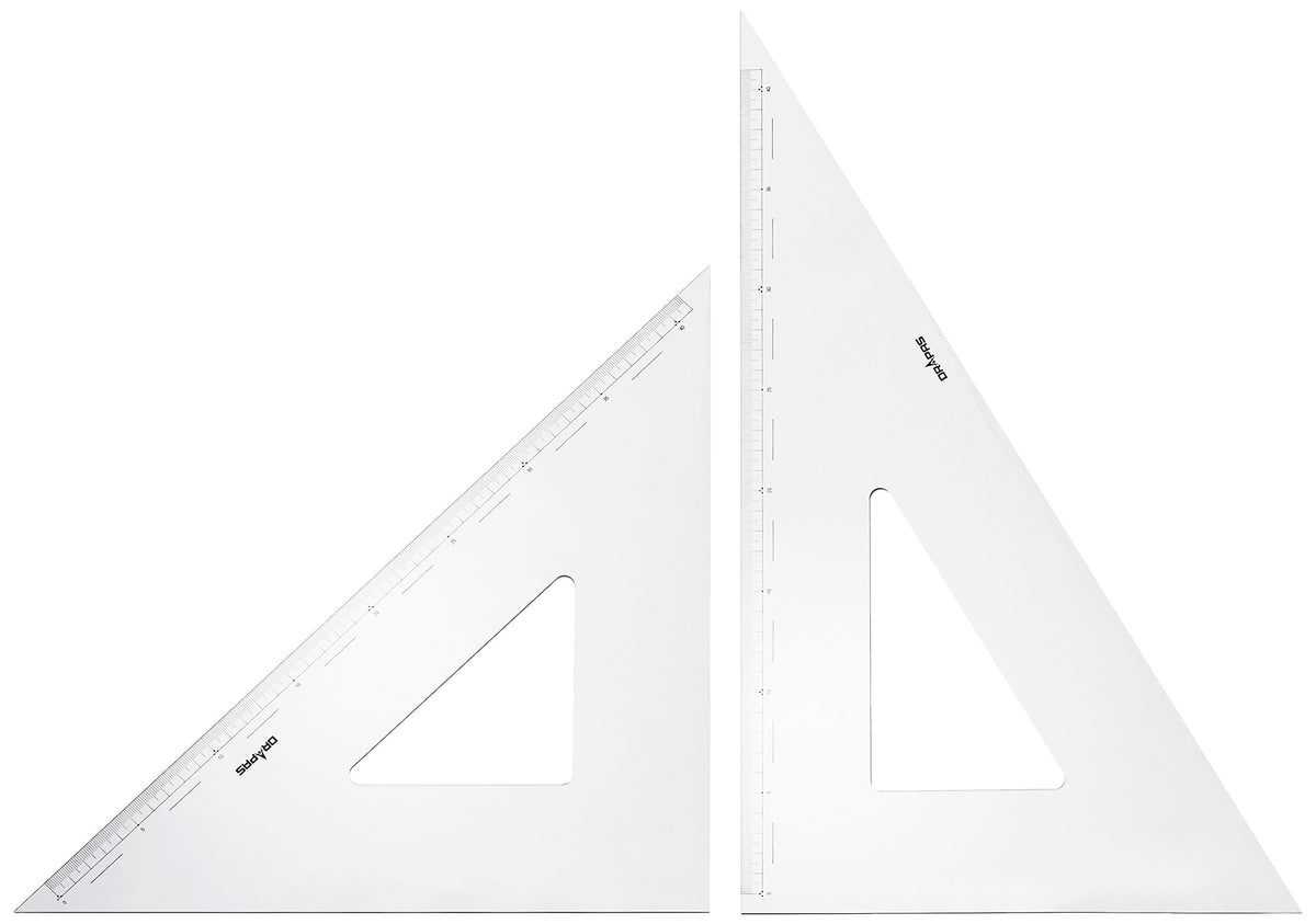 DRAPAS 13136 Triangle Ruler with Scale 0.1 inch (3 mm) Thick, 17.7 inches (45 cm)