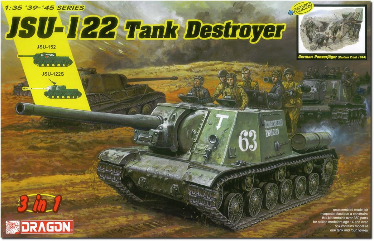 Platz DR6787 Dragon 1/35 WW2 Soviet JSU-122 vs German Anti-Tank Soldier Plastic Model
