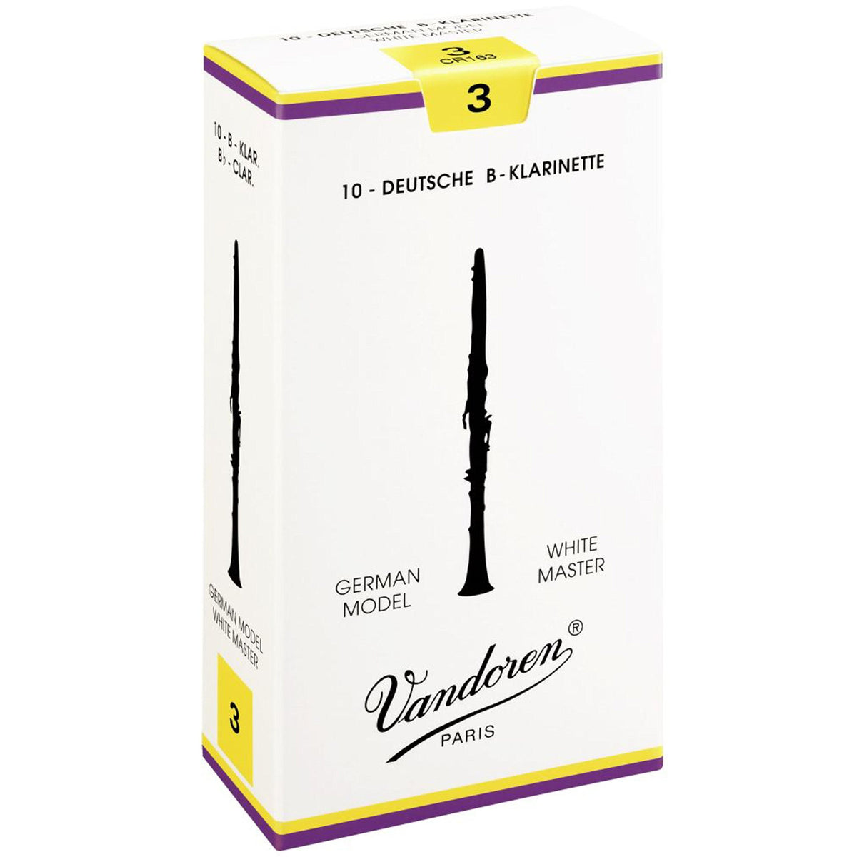 Vandoren CR1625 Bb Clarinet White Master Reeds Strength 2.5; Box of 10