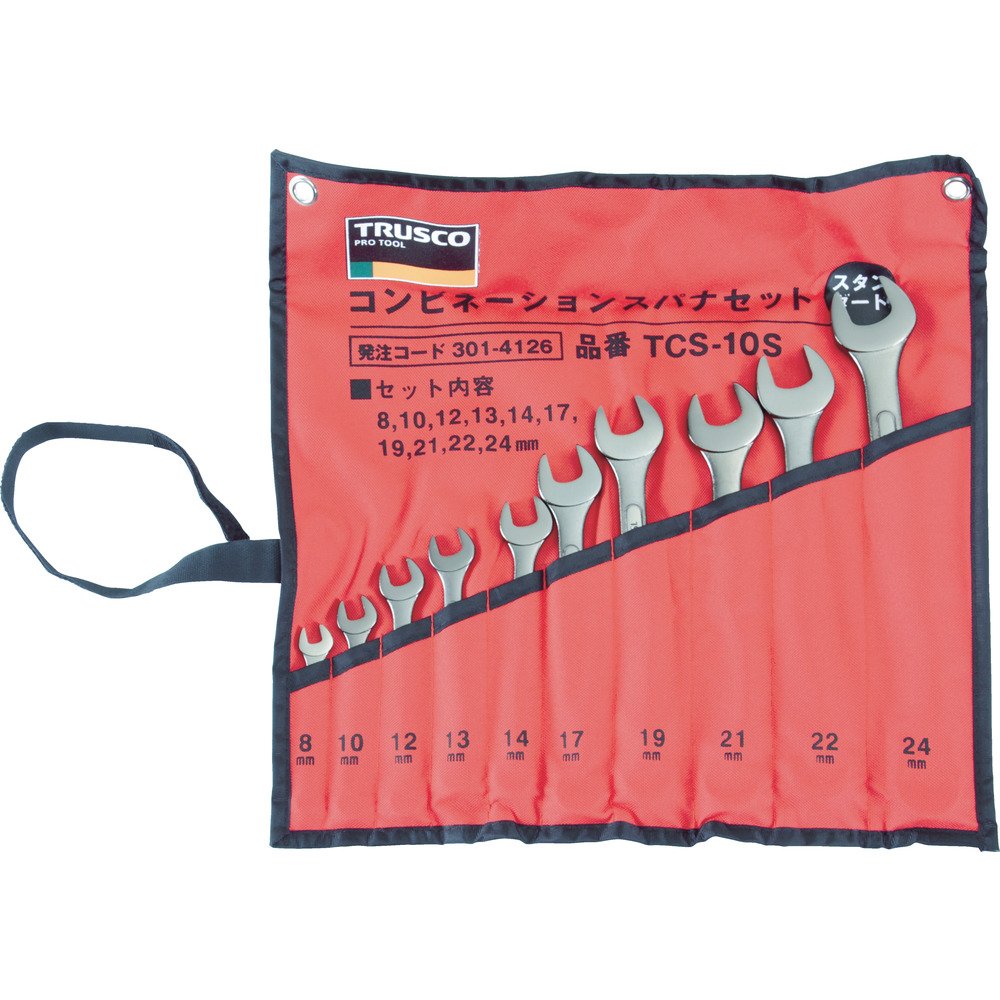 TRUSCO TCS-10S Standard Combination Spanner Set, Set of 10