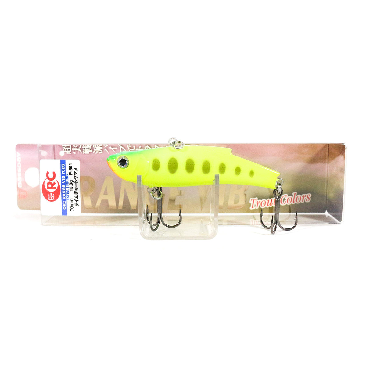 Bassday P-501 ORC Range Vibe Lure, 70ES, Lime Chart Yamame