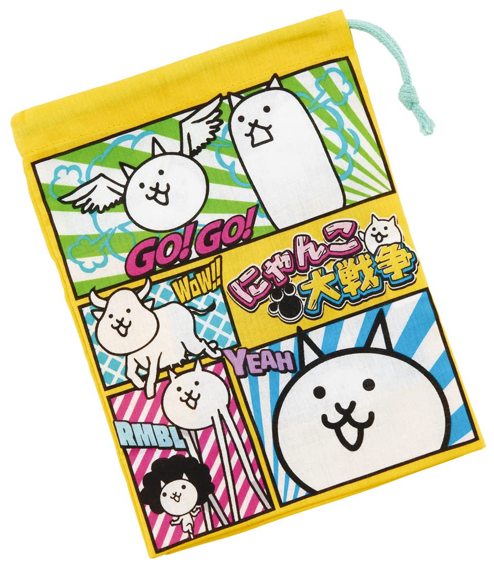 Skater KB62-A Children's Cup Bag, 8.3 x 5.9 inches (21 x 15 cm), Nyanko Tai War, 23, Made in Japan