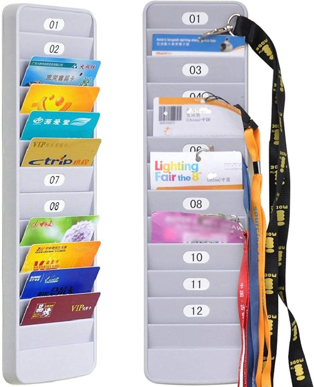 Time Card Rack, IC Card Holder, Wall Mounted, Standing, Seal, Includes Mounting Screws, Card Holder, Time Card Storage, ID Card, For 12 People
