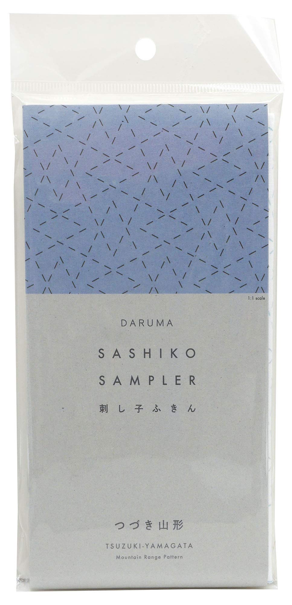 Yokota Daruma Sashiko Cloth Sashiko Fabric - Pre-Printed Sashiko Sampler - White with English Instruction Inside (White Mountain Range)