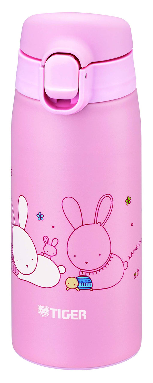 TIGER MCT-A035P Tiger Water Bottle, 11.8 fl oz (350 ml), Kameichido Mug, Stainless Steel Bottle, One-touch, Lightweight, Rabbit