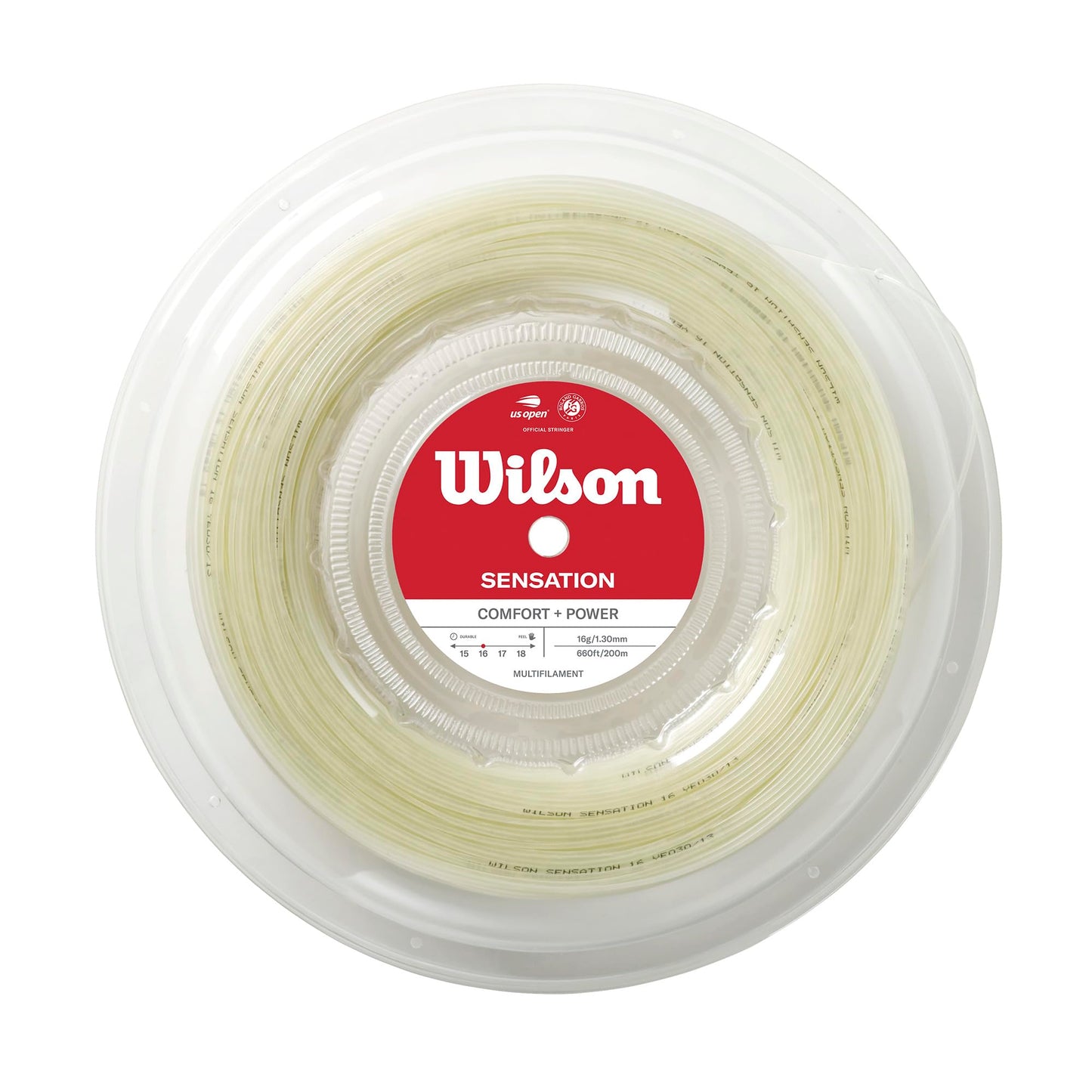 Wilson Sensation 16 Tennis String - 200m Reel, White