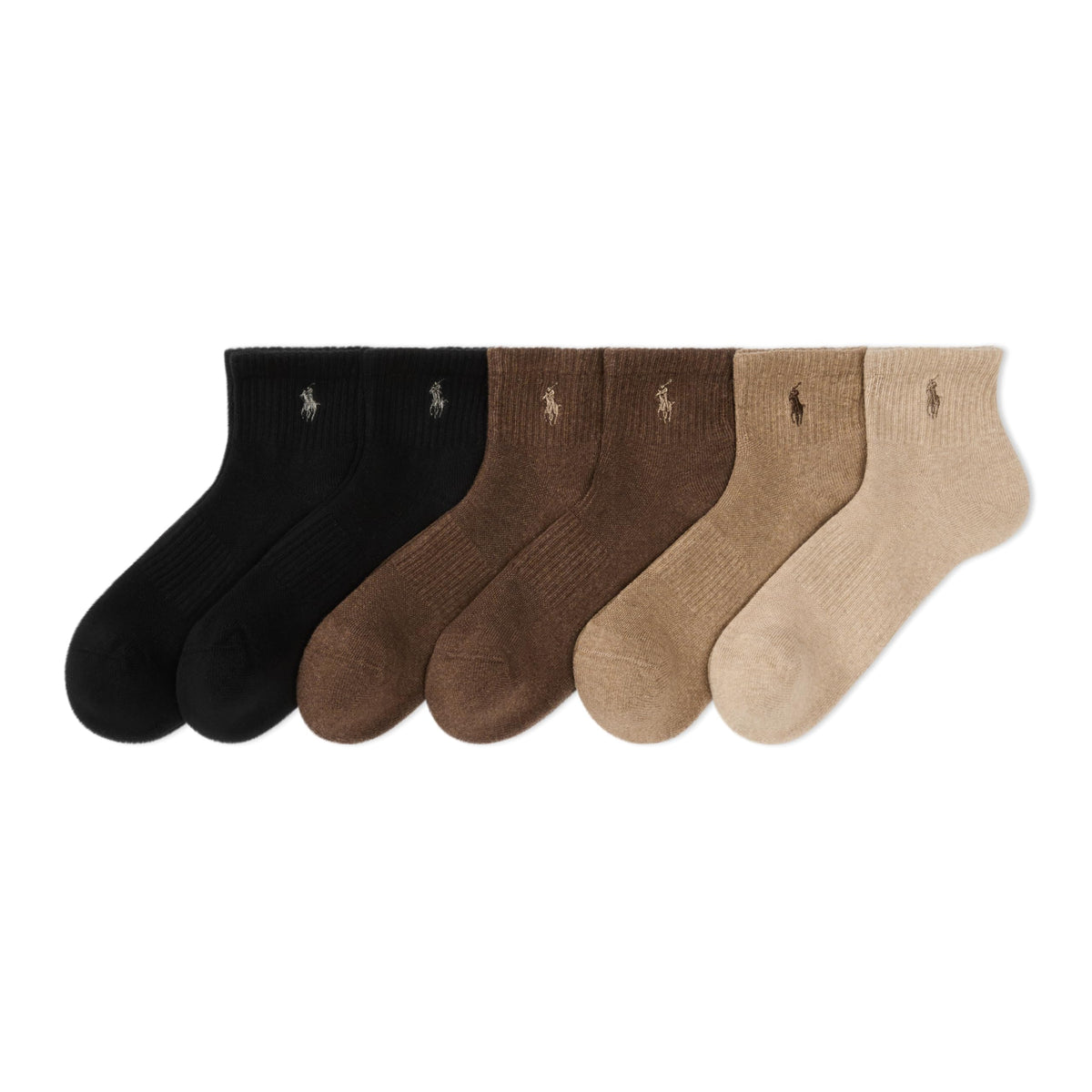 Polo Ralph Lauren Men's Classic Sport Performance Cotton Ankle Socks 6 Pair Pack, Brown, Mens Shoe Size 12-17
