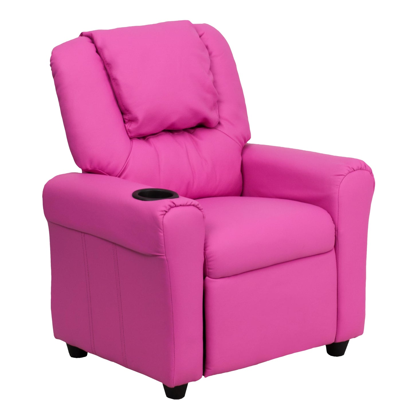 Flash Furniture Vinyl Kids Recliner, Cup Holder, Hot Pink