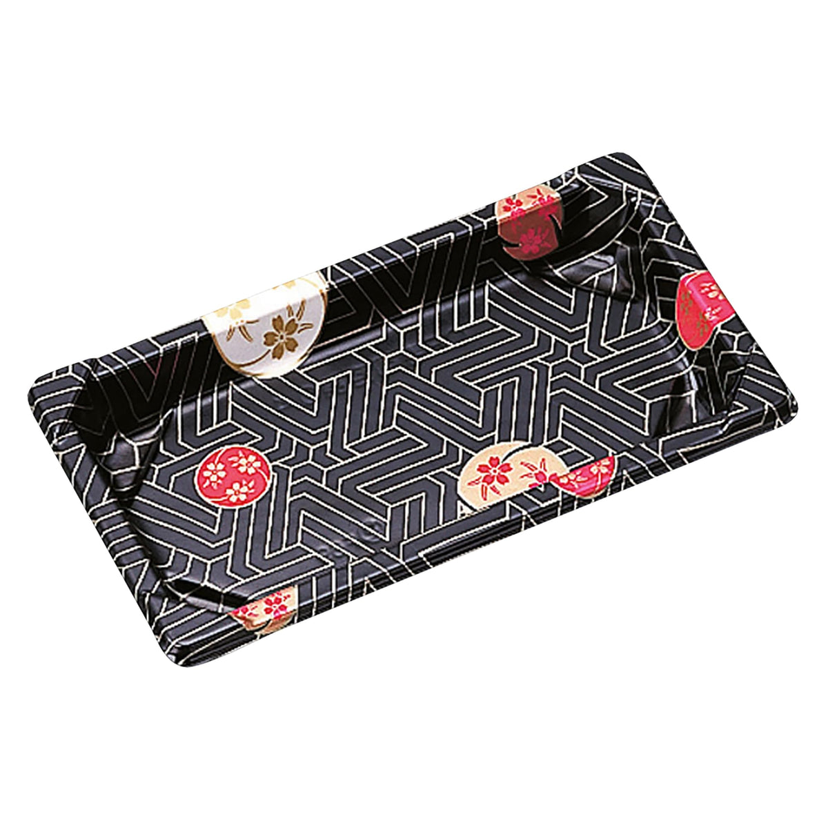 Chuo Chemical 134072 Bento Containers, Disposable CF Sushi Containers, L, 0.4, Hanamon, Body, 50 Pieces, Black Gold, Approx. 0.9 x 3.5 x 6.5 inches (2.2 x 9 x 16.5 cm)