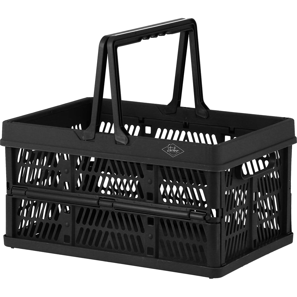 Fujiboeki 86446 Folding Container Basket (W x D x H): 15.0 x 10.0 x 7.9 inches (38 x 25.5 x 20 cm), Black, Includes Handle, Easy to Carry, Contents: 3.1 gal (15 L), M Size