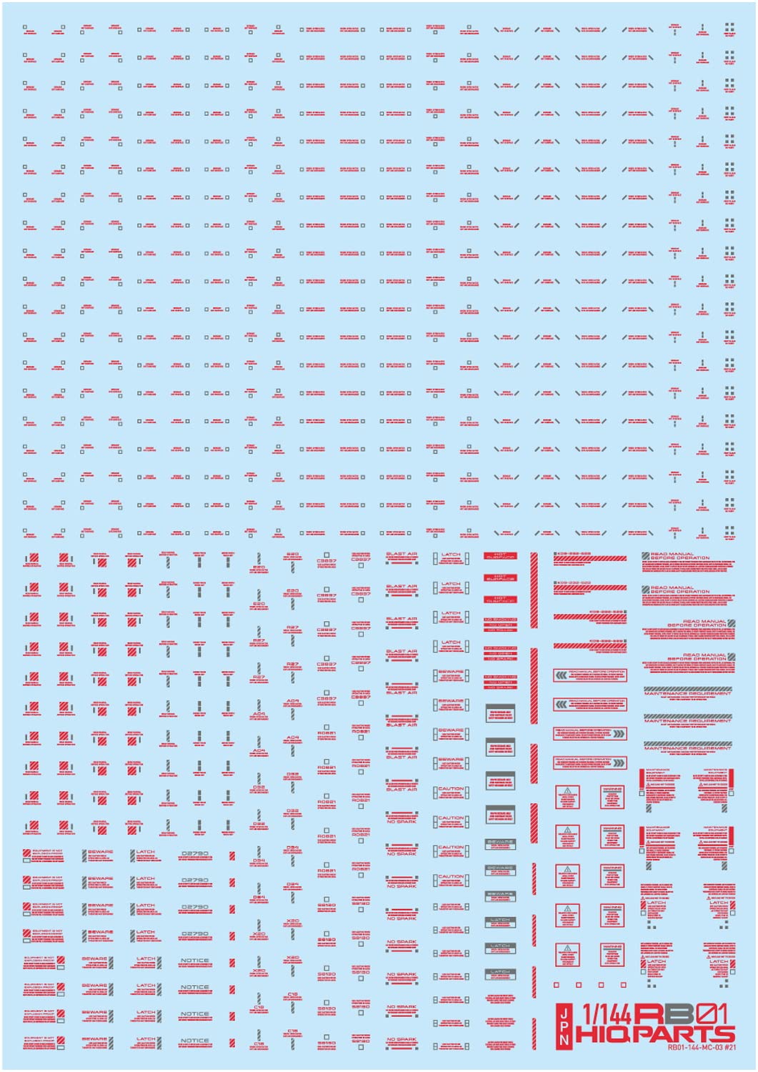 Haikyu Parts 1/144 Red & Gray RB01 Cotion Decal (Pack of 1)