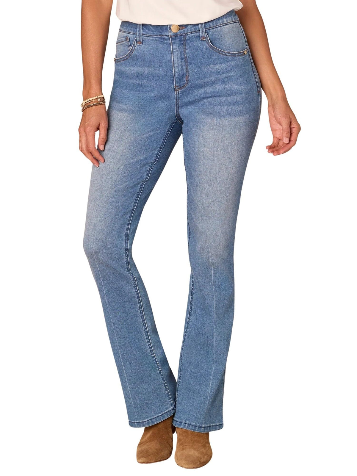 High Rise Embroidered Cascading D Itty Bitty Boot Jeans by Democracy