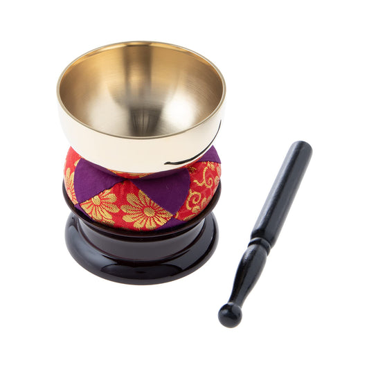 Sunmany Mini Orin Set, Authentic, Easy to Use, 2.5 Inches, Made in Japan, Rin Buddhist Altar, Modern Buddhist Altar, Small, Cute, Shade, Everyday Offering, Pets, Small Spaces, Brass, Dignified Tone,