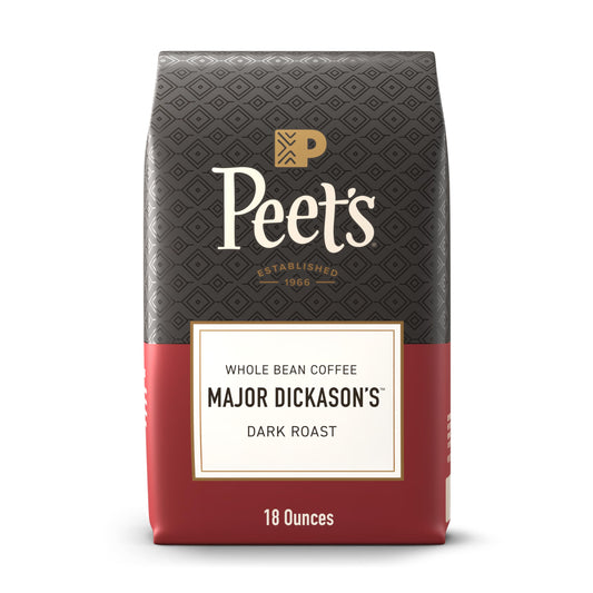 Peet's Coffee, Dark Roast Whole Bean Coffee, 100% Arabica Coffee - Major Dickason's Blend 18 Ounce Bag