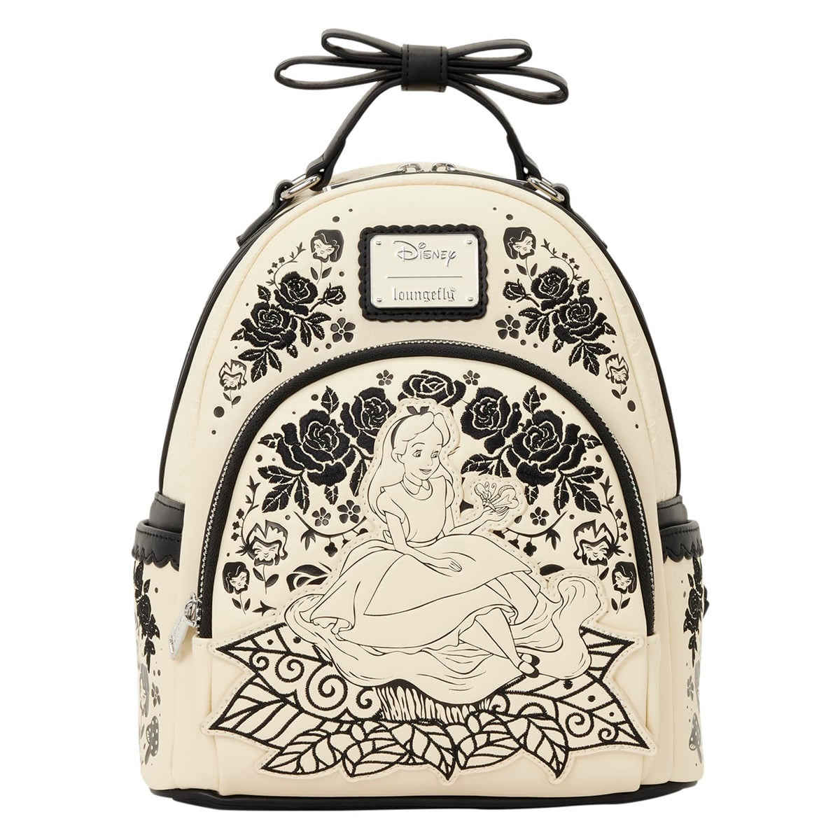 Loungefly Disney: Alice in Wonderland - Embroidered Floral Mini Backpack with 3D Bow - Great for Kids & Adults - Collectible Bags