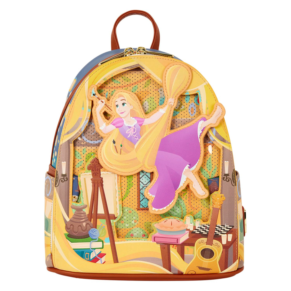 Loungefly Disney: Tangled - Repunzel Painting - Mini Backpack with Enamel Pin - Glow-in-the-Dark - Collectible Bags