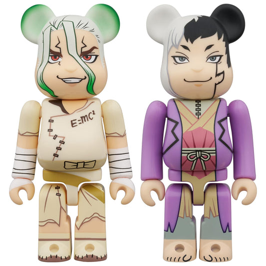 Medicom Toy BE@RBRICK Animation Dr.Stone Senku Ishigami & Asagirigen 2 PCS Set Total Height: Approx. 2.8 inches (70 mm), Non-Scale, Painted Finished Figure