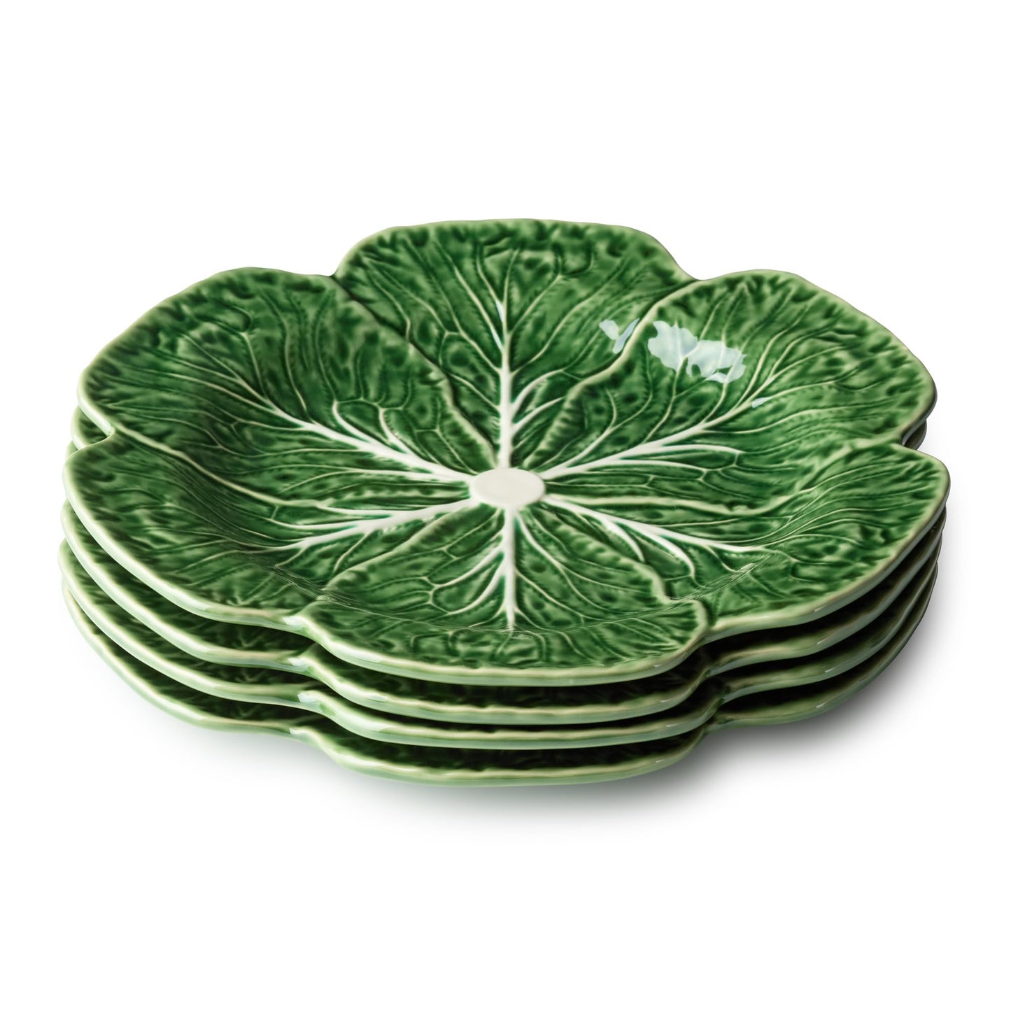Le Jardin Green Cabbage Plates - Dinner, SET OF FOUR -11" Sculpted Green Stoneware Leaf Plates – Seasonal Garden-Inspired Tableware for Spring & Summer Dining and Entertaining