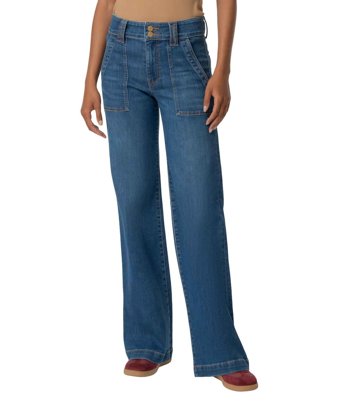 KUT from the Kloth, Women's, Jodi High-Rise Straight Leg -Porkchop Front Pockets, Affectionately, 6, Inseam: 31.5