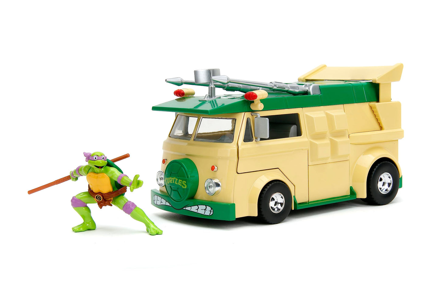 Jada Teenage Mutant Ninja Turtles 1:24 Party Wagon Die-Cast Car & 2.75" Donatello Figure, Toys for Kids and Adults