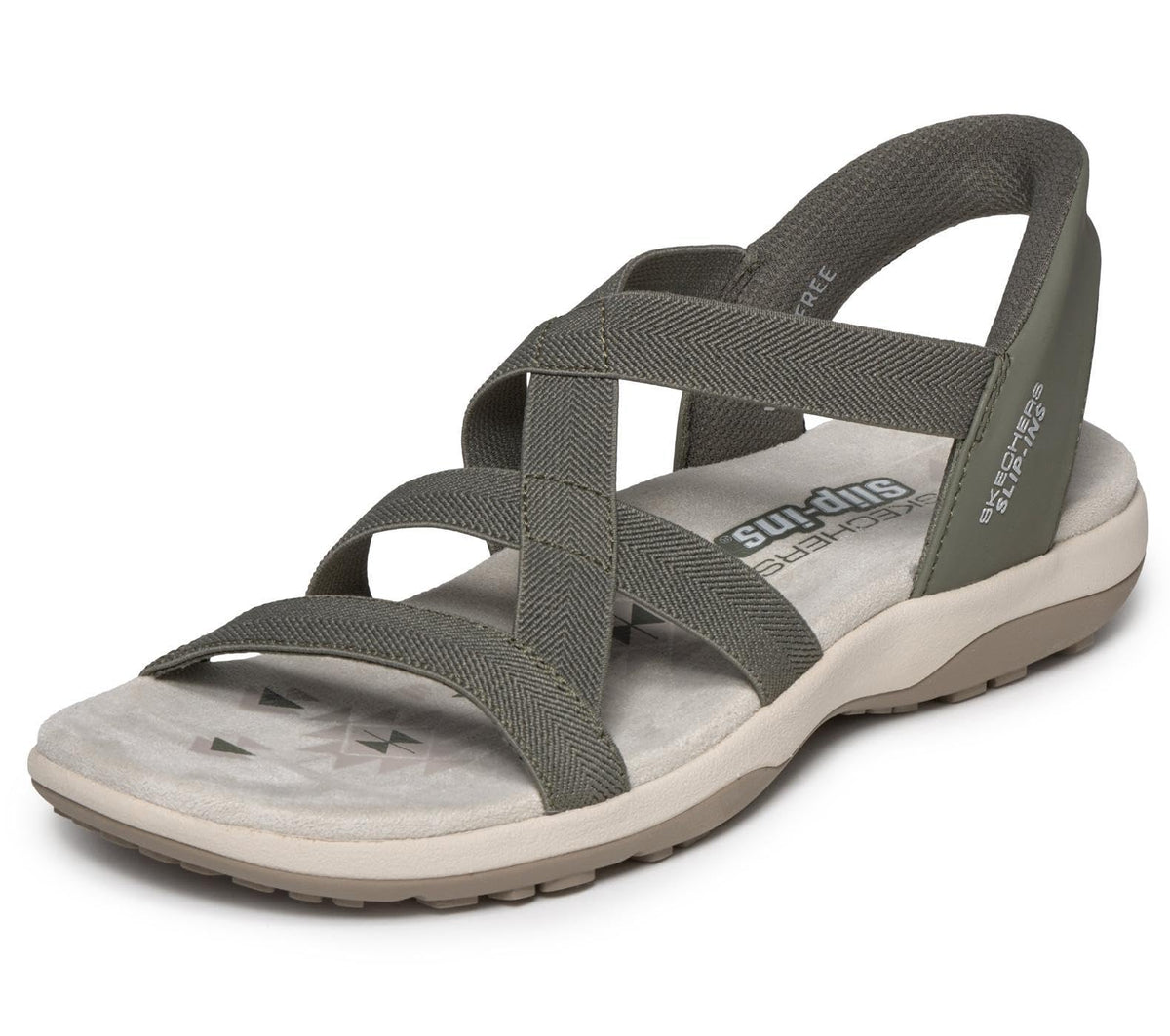 Skechers Women Reggae Slim - Stretch Flex Hands Free Slip-Ins Olive 9 Medium