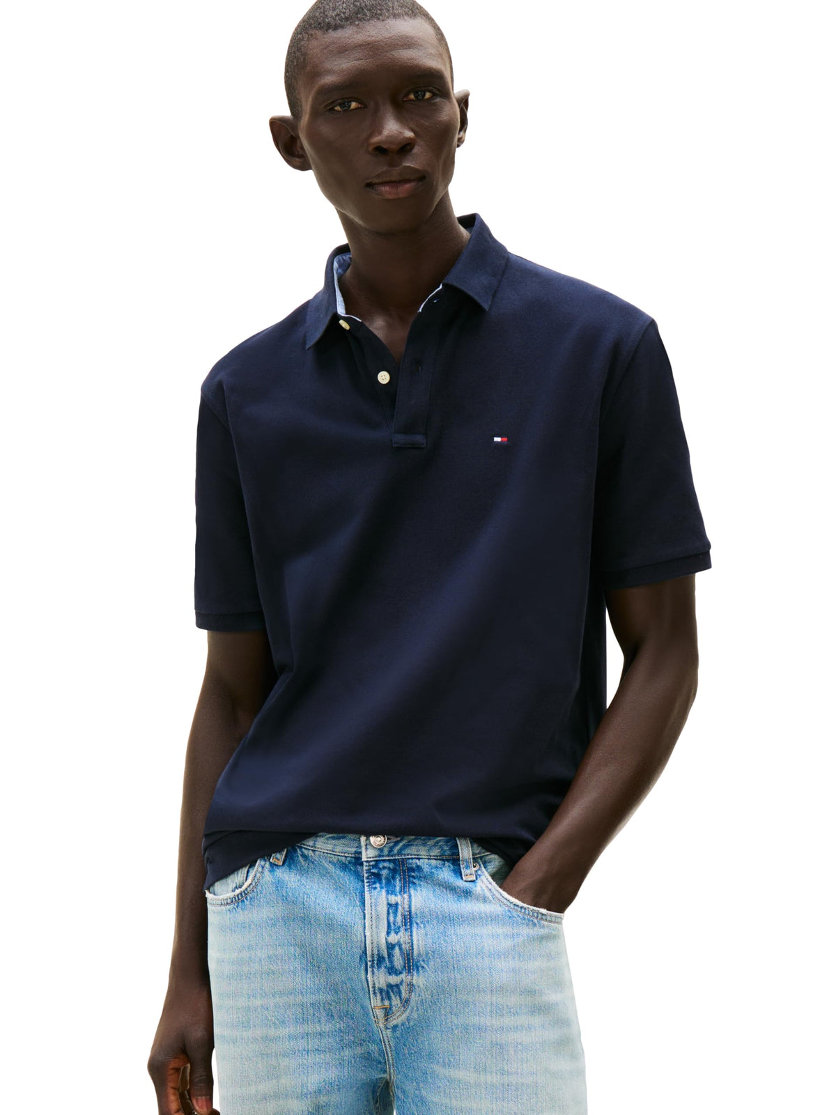 Tommy Hilfiger Men's Polo Shirt Classic Fit, Navy, Medium