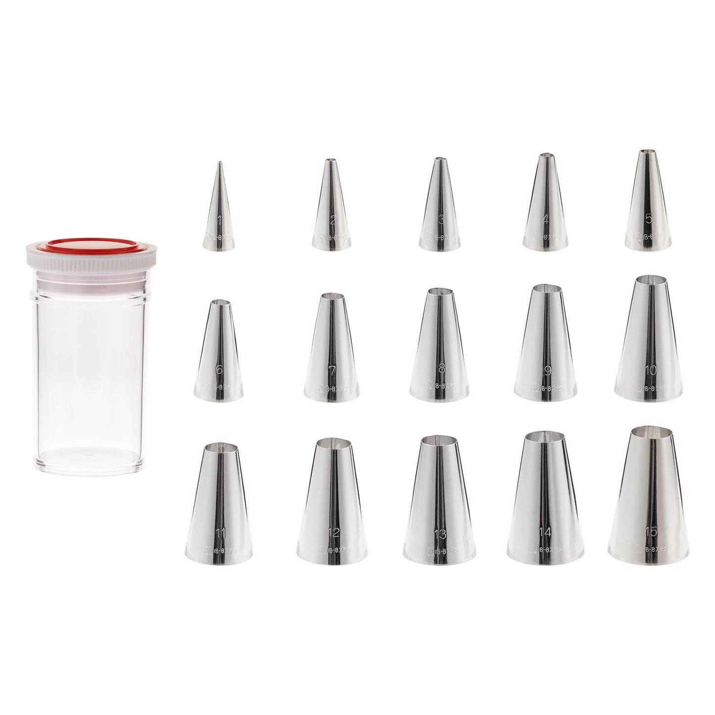 Endoshoji WKT40 Commercial Case Included, Round No.1 - No. 15 (Set of 15), 18-8 Stainless Steel, Made in Japan