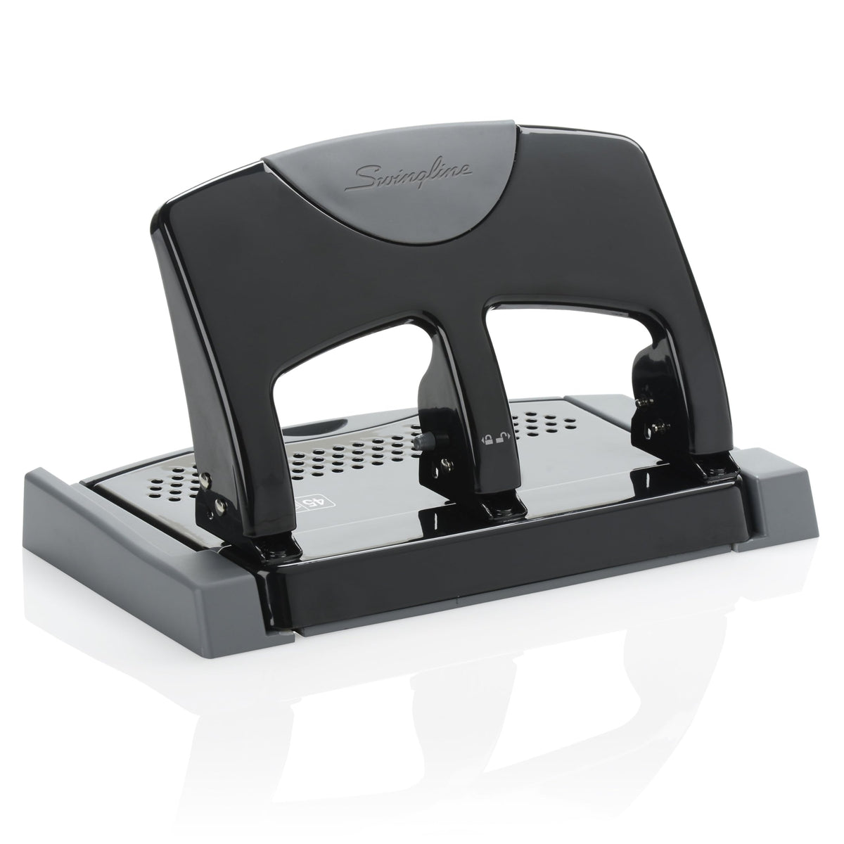 Swingline 3 Hole Punch, 45 Sheet Capacity Three Hole Puncher 3 Ring, Paper Punch, SmartTouch Low Effort, Black & Silver (74136)