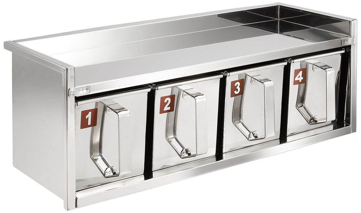 遠藤商事 Endo Shoji AYK17014 Commercial Use, Welded Drawer Type, 4 Pieces Per Tier, 18-8 Stainless Steel, Made in Japan