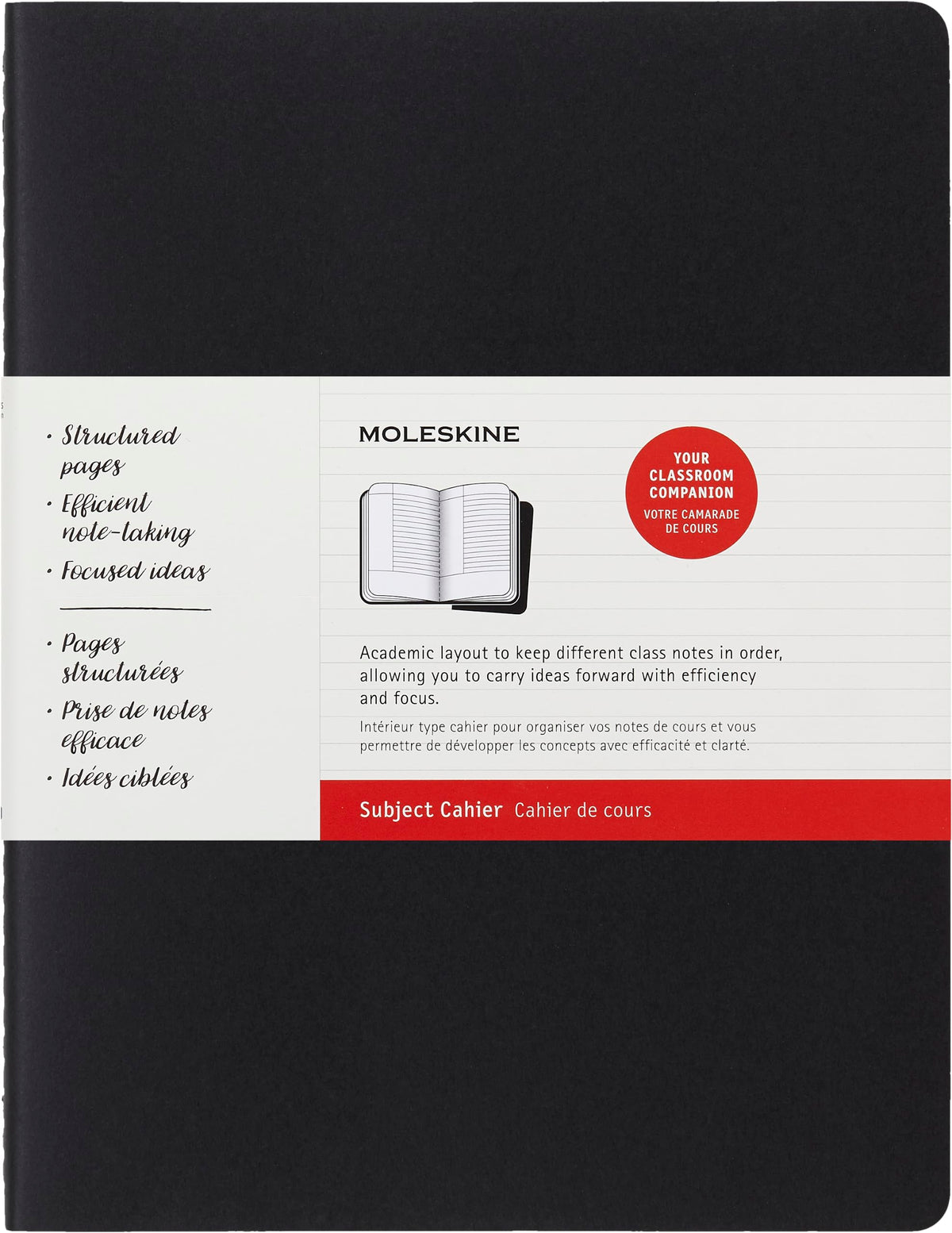 Moleskine Cahier Journal, Soft Cover, Large (5" x 8.25") Ruled/Lined, Black, 80 Pages (Set of 2)