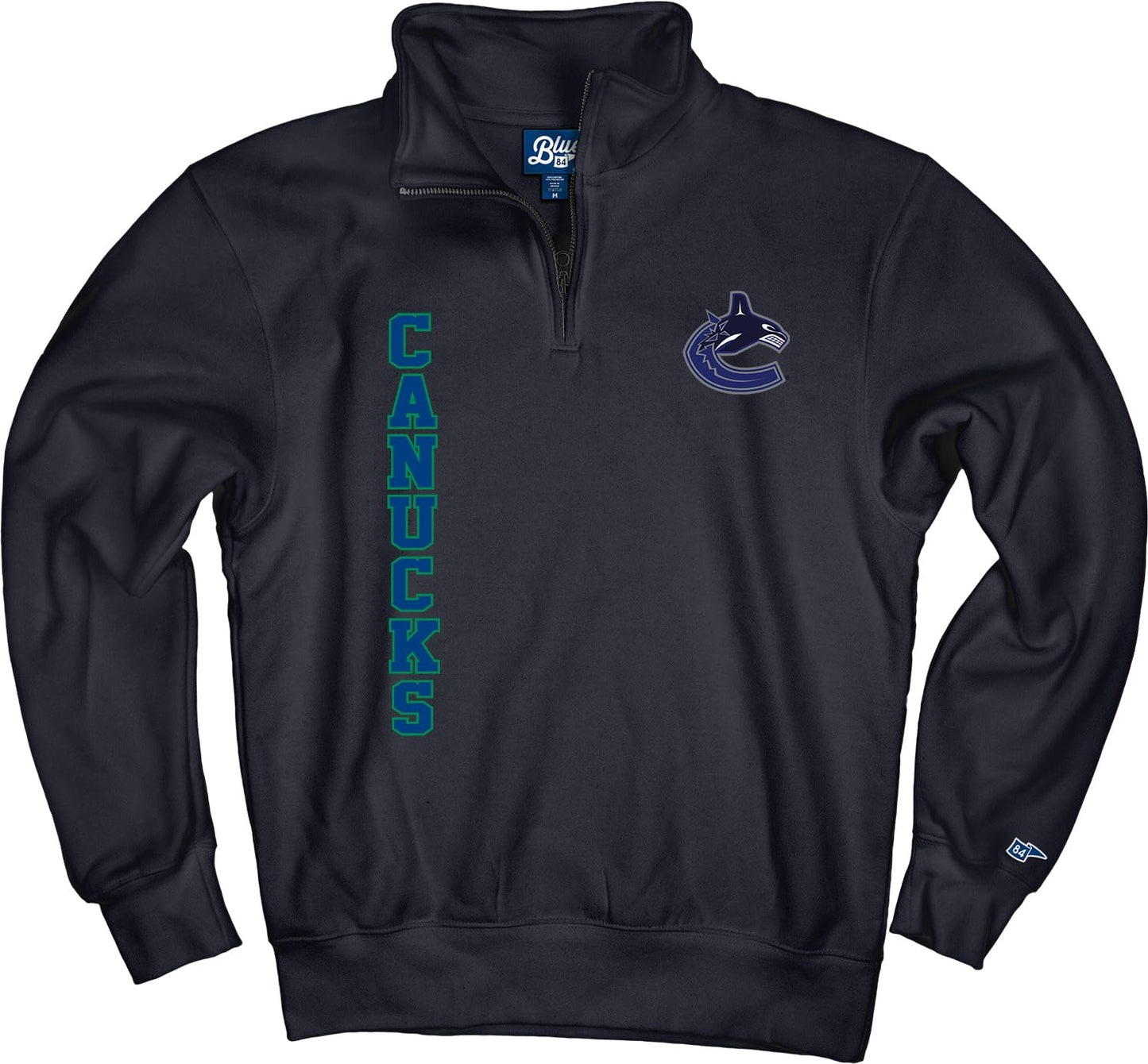 Blue 84 Vancouver Canucks NHL Officially Licensed Quarter Zip Sweatshirt Breakaway Team Color, XX-Large