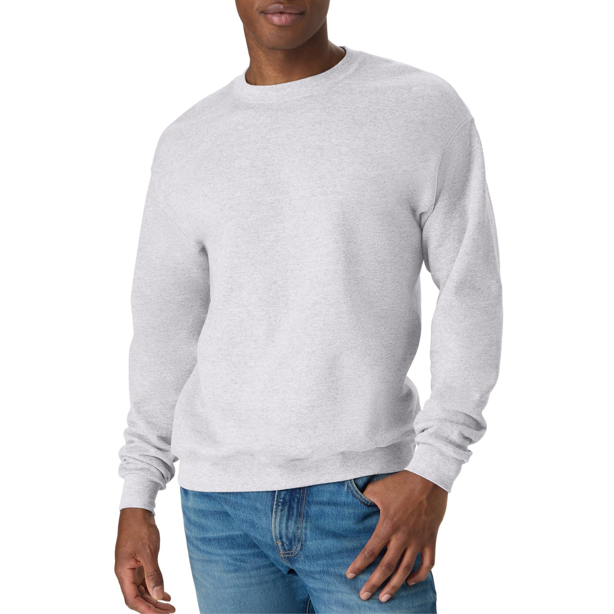 Hanes Mens Ecosmart Fleece Sweatshirt, Cotton-blend Pullover, Crewneck For Men, 1 Or 2 Pack, Ash - 1 Pack, Medium US