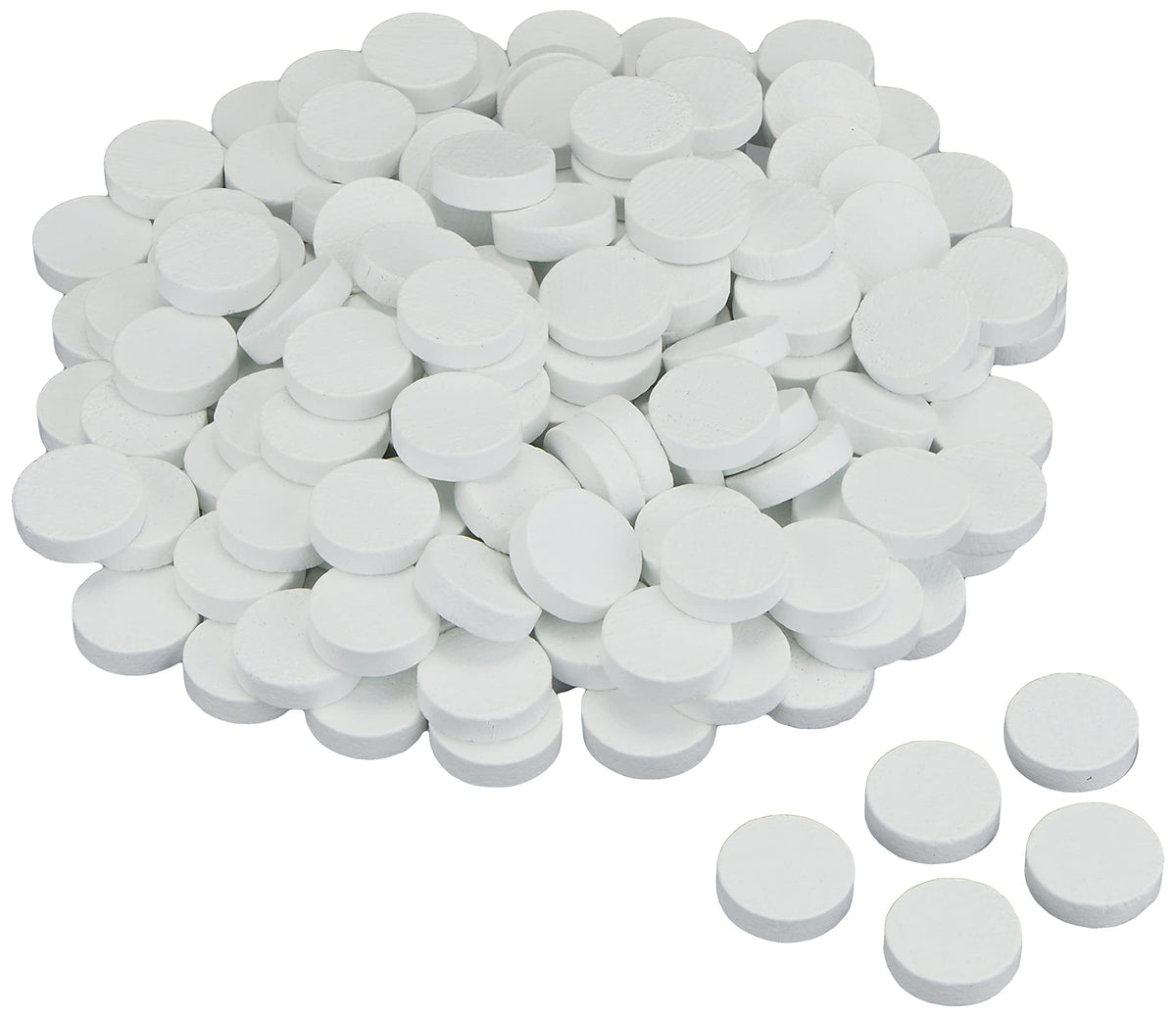 White 15mm wooden discs (approx. 150 pieces)