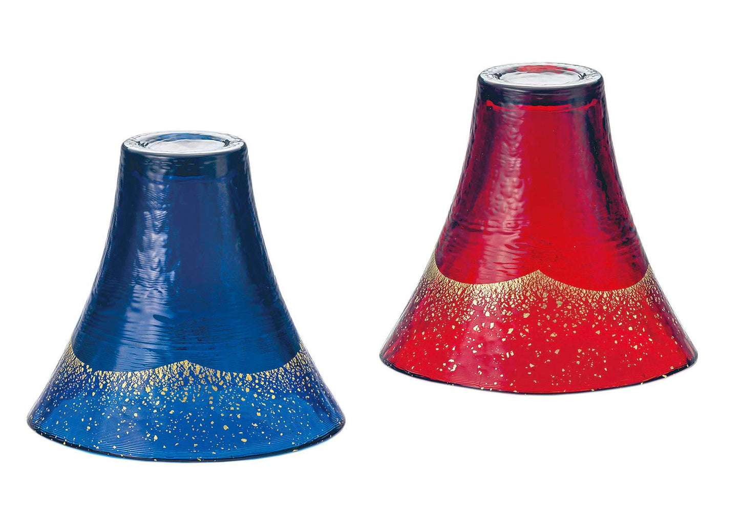 東洋佐々木ガラス Toyo Sasaki Glass G640-T77 Cold Sake Glass, Blue & Red, 7.8 fl oz (220 ml), Blissful Cup, Mt. Fuji, Gold Cits, Made in Japan, Set of 2