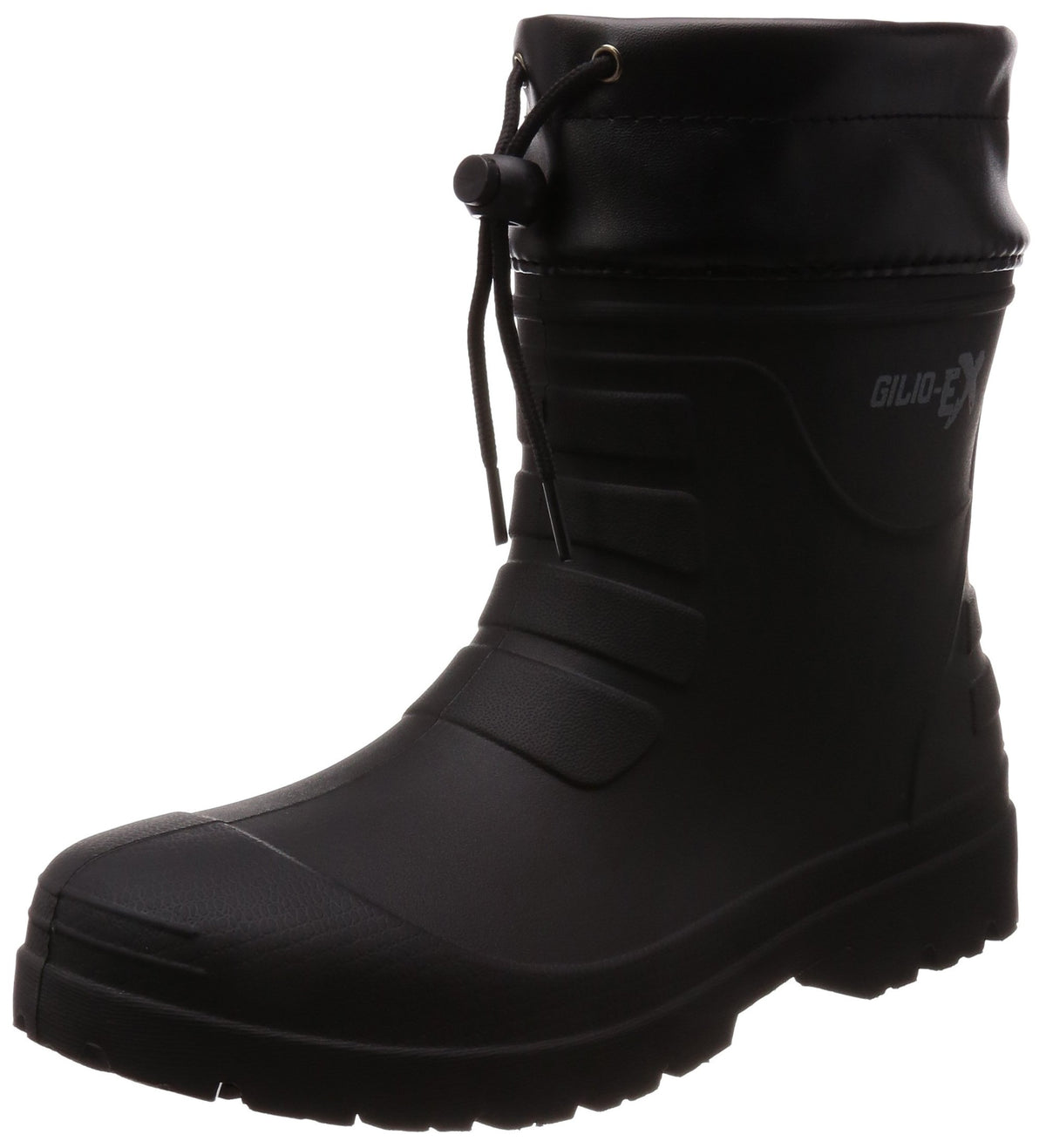 GILIO(ギリオ) Men's Air Rubber Short, Rain Boots, Lightweight, Hybrid EVA, Gardening, Work, Black, 25.5~26.0 cm 3E