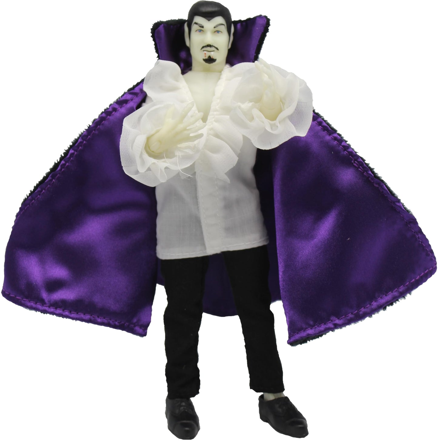 Mego Action Figure, 8” New Mego Glow in The Dark Dracula with Purple Cape (Limited Edition Collector’s Item)