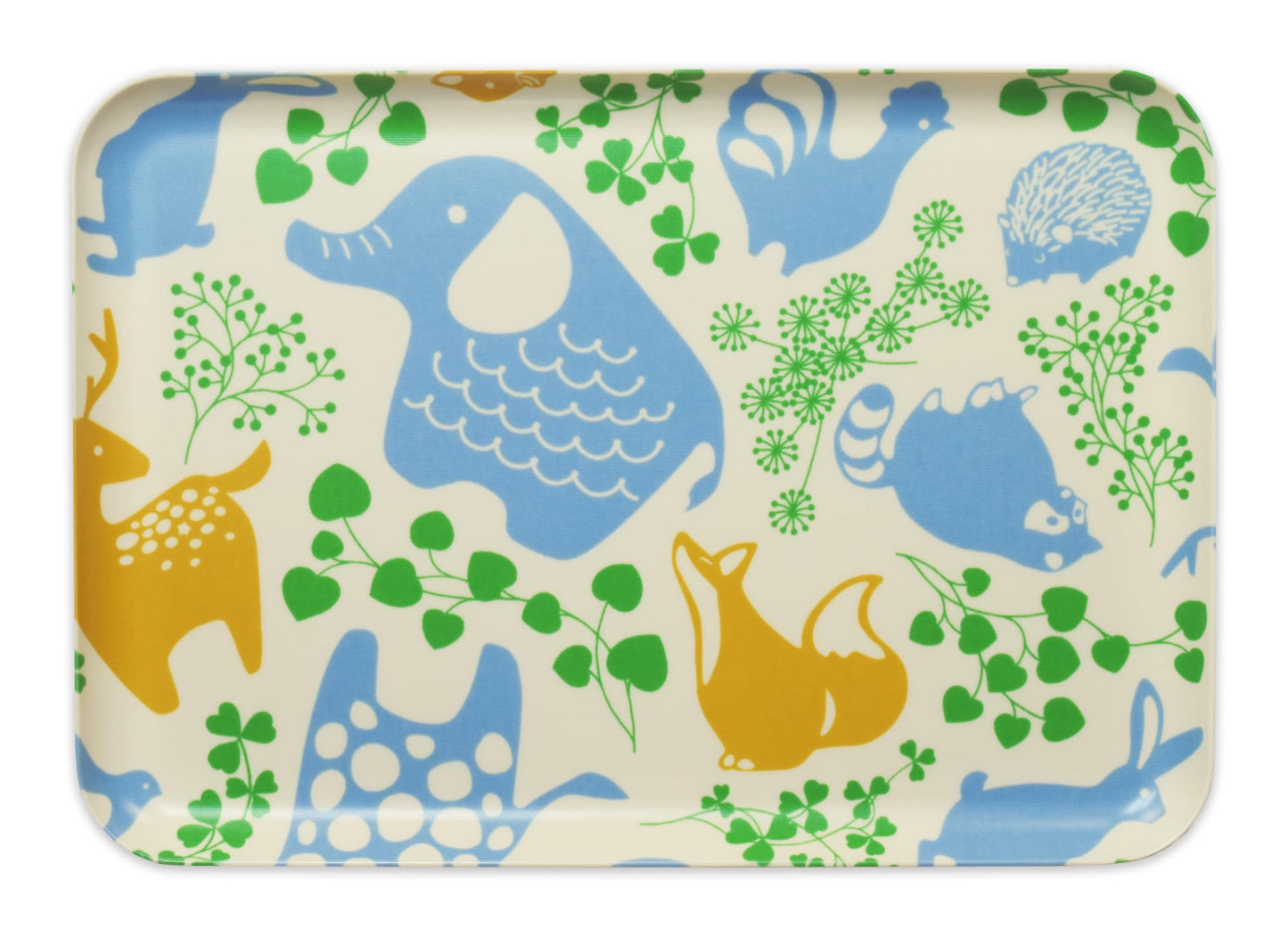 TATSU-CRAFT NR Non Slip Serving Tray with Nordic Forest Friends, Microwave Safe Plastic Tray, 13 x 9 Inches, Woodland Animal Design, Ideal for Cafeterias, Coffee Shops, Home, Snacks, Drinks, Tea, More