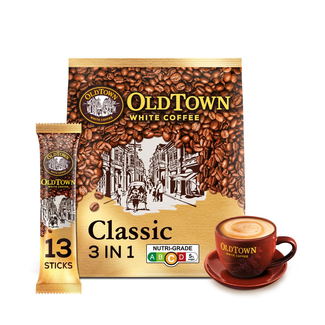 OLD TOWN 3 in 1 Classic White Coffee, 21.2 Ounce