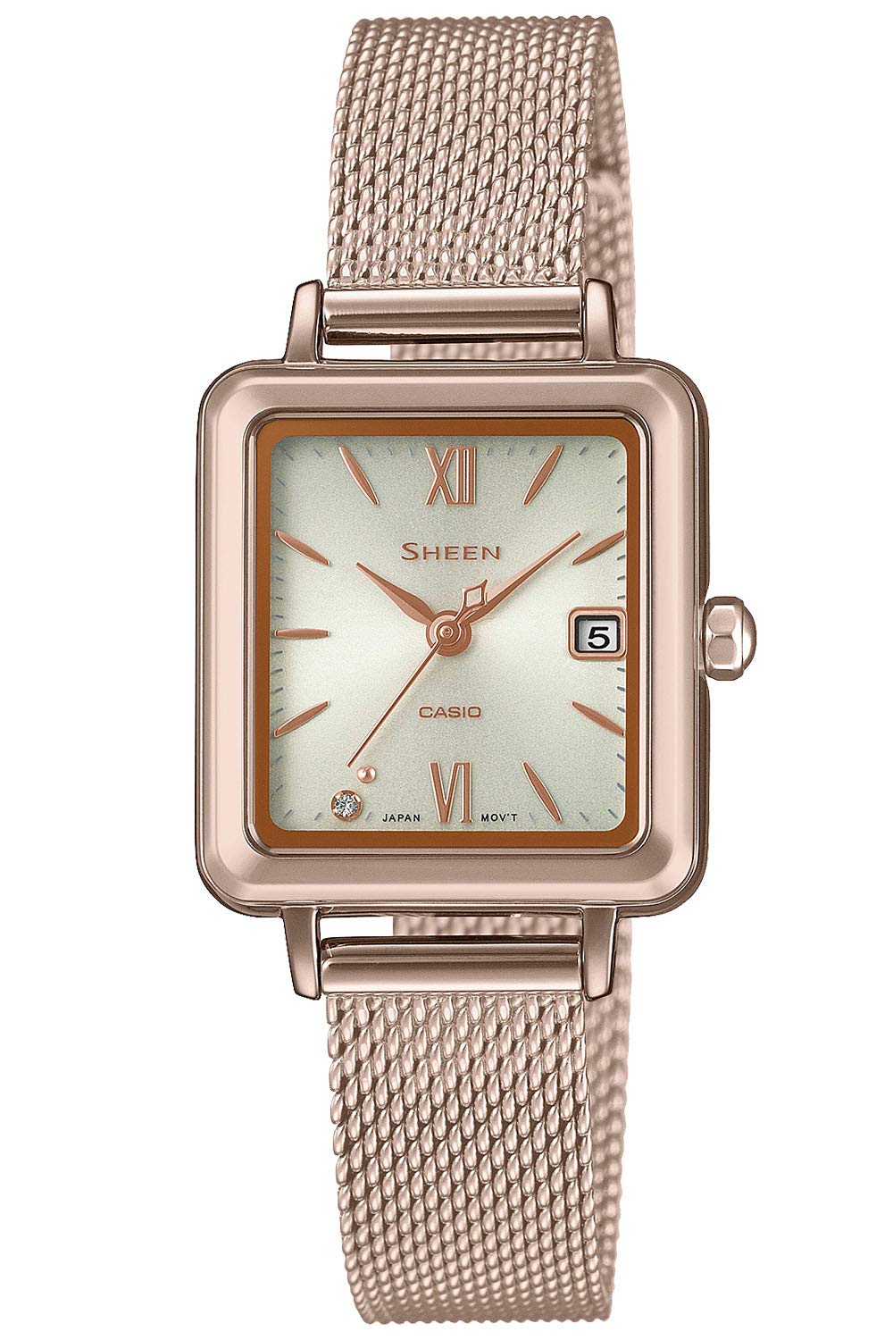 Casio SHS-D400 Watch Scene Milanese Band, peach gold, 1個, Square Face