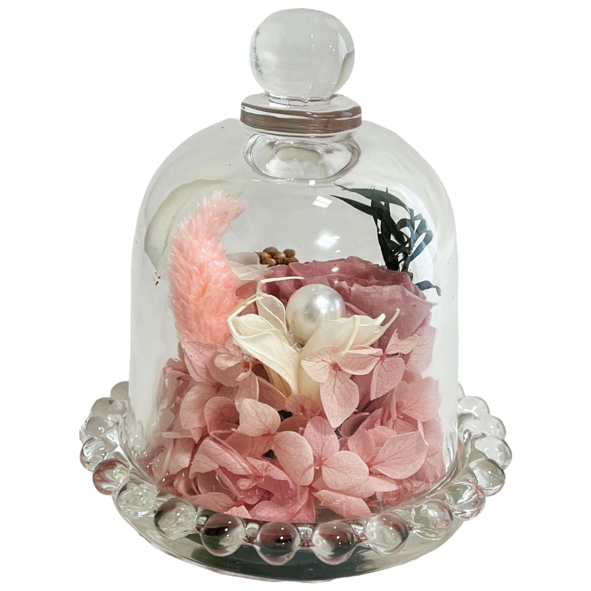 Q-FLA 785597 Preserved Flowers, Dry Dome, Arrangement, Pink