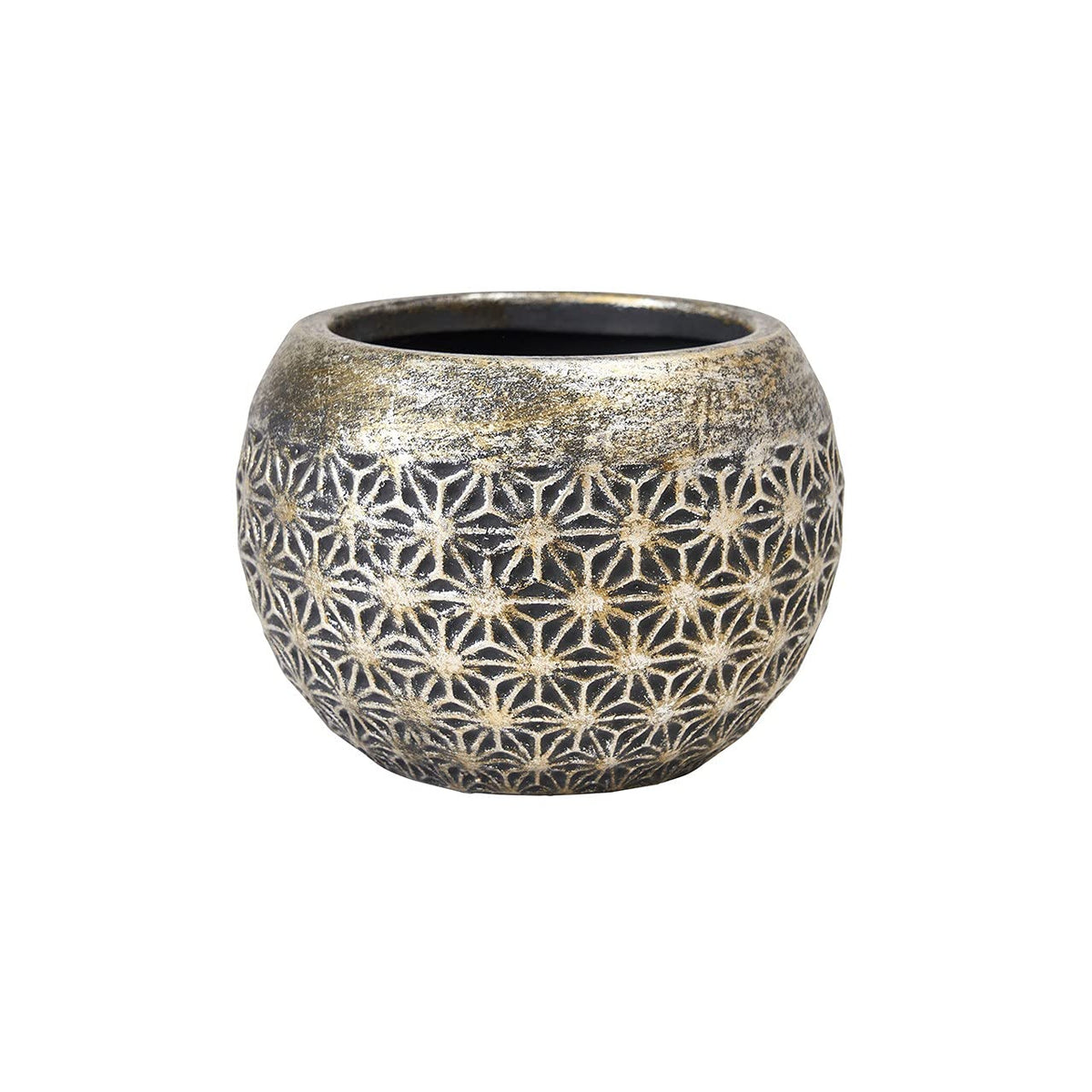 Acorde Bowl S CX000905-220 Cement Metallic Black Flower Vase Base 2 Pieces