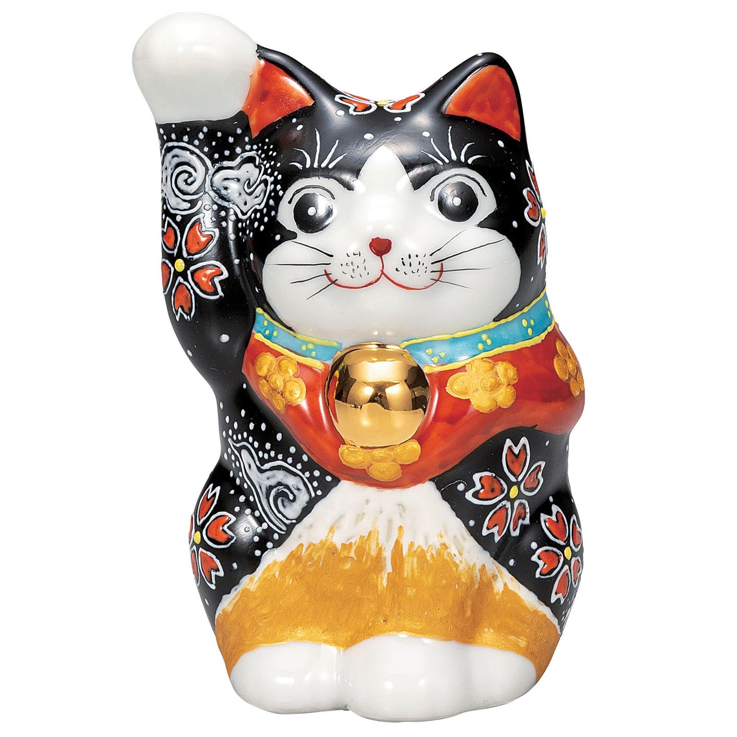 Kutani Ware K9-1642 Maneki Neko Figurine, Good Business Luck, Right Hand, Height 5.7 inches (14.5 cm), No. 4.8 Kinfuji