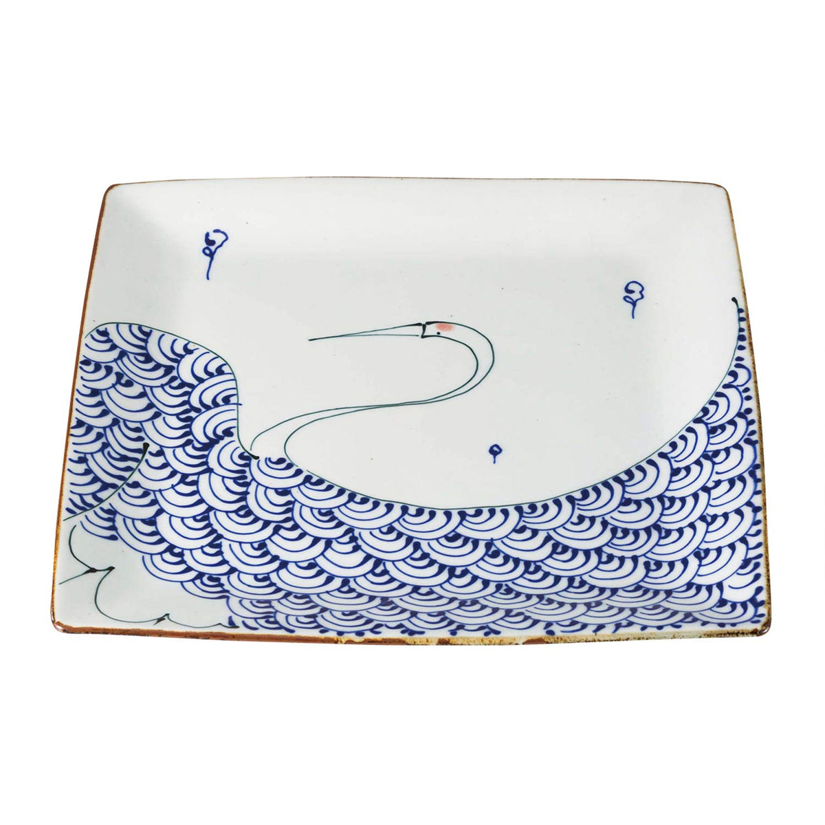 西海陶器(Saikaitoki) Saikai Pottery Hasami Ware Kotohogi Square Plate Large Crane 19785