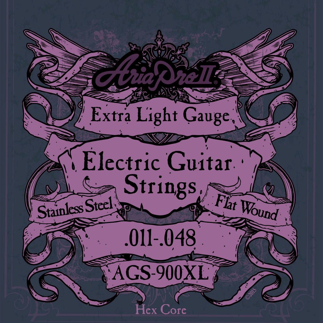 Flat Wound .011 AGS900XL Aria Pro II Guitar Strings