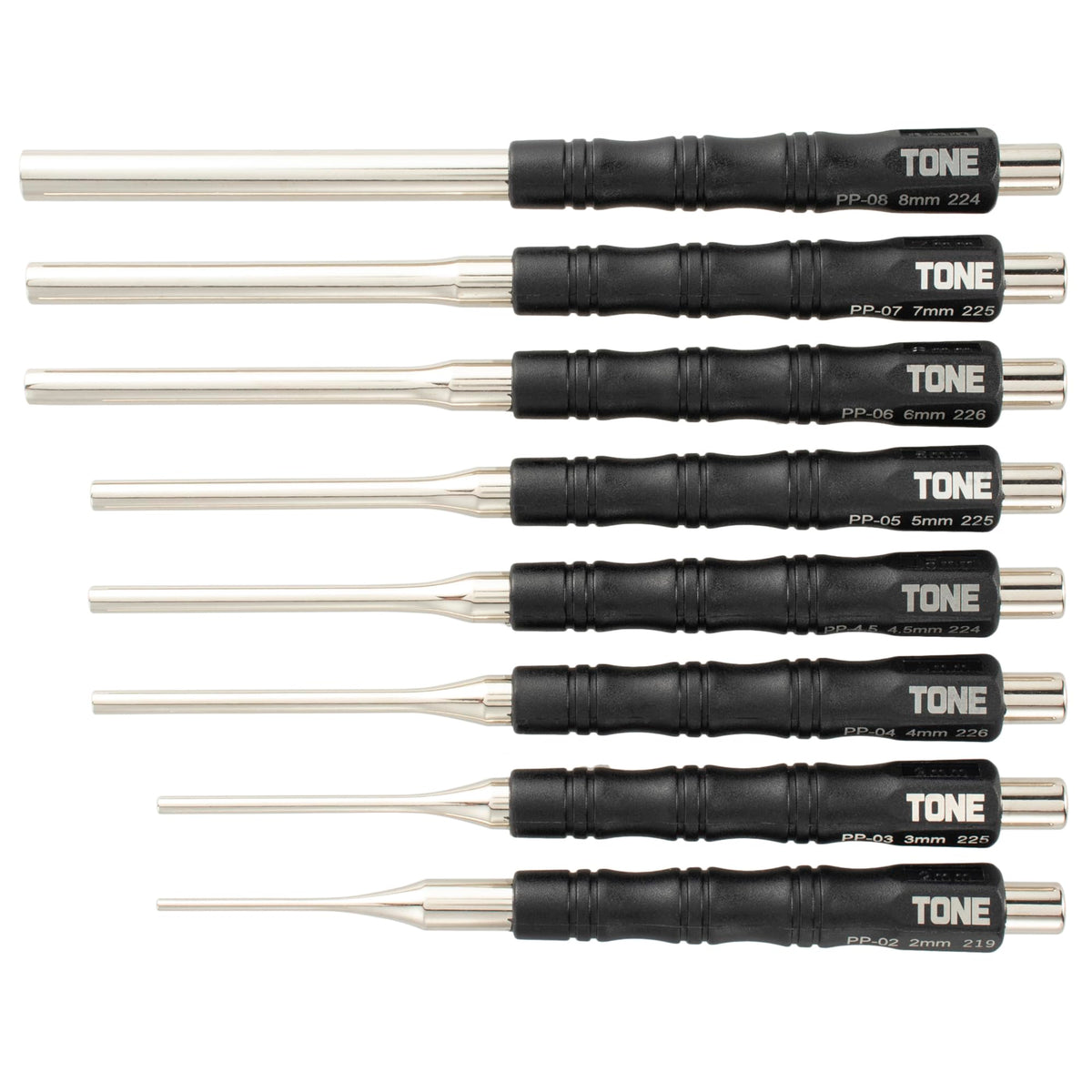 TONE Pin Punch Set PP800 Black 8-Piece