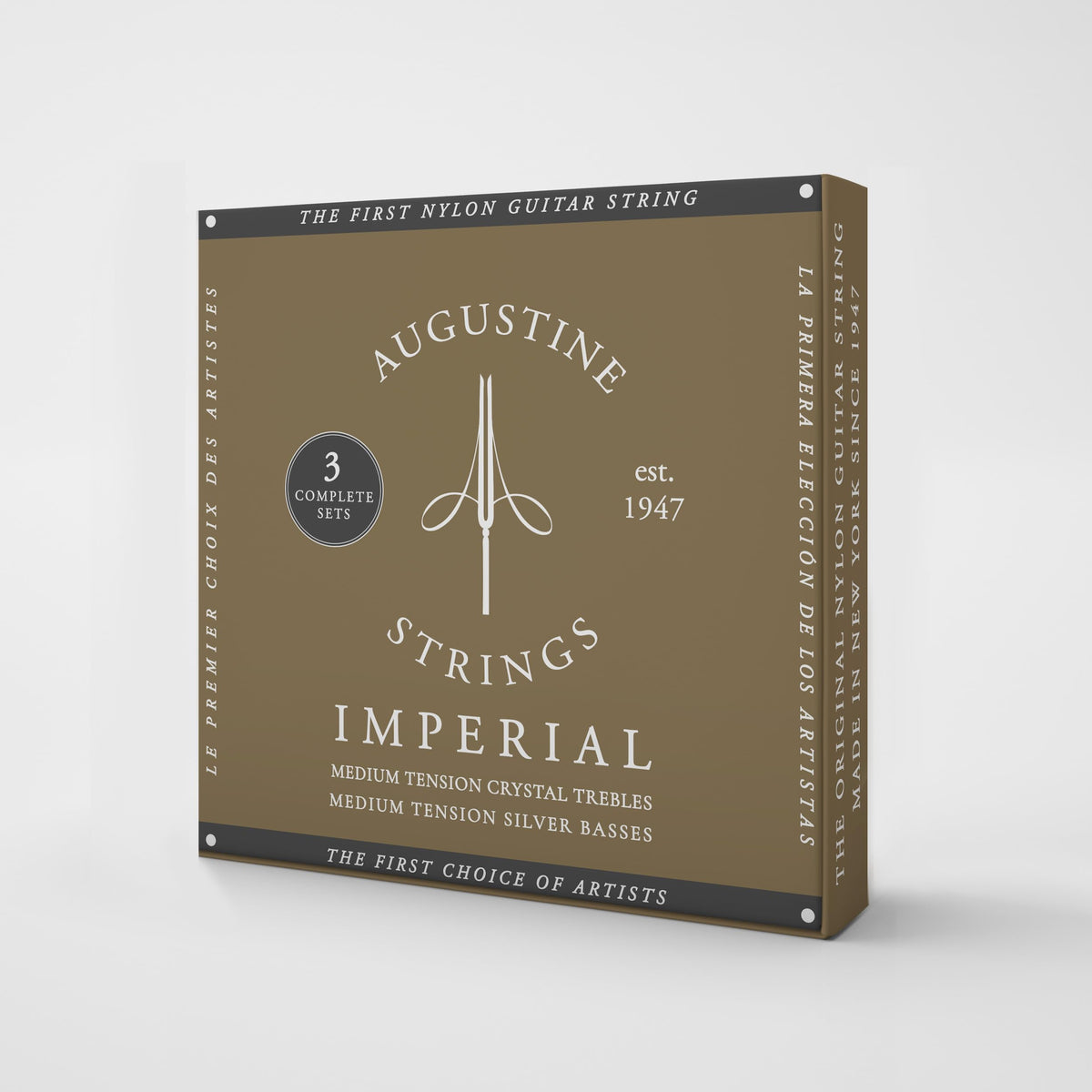 Augustine Strings Imperial Medium Tension - Premium Crystal Nylon Classical Guitar Strings - Produced in New York by the Manufacturer of the Original Nylon String - 3 Sets