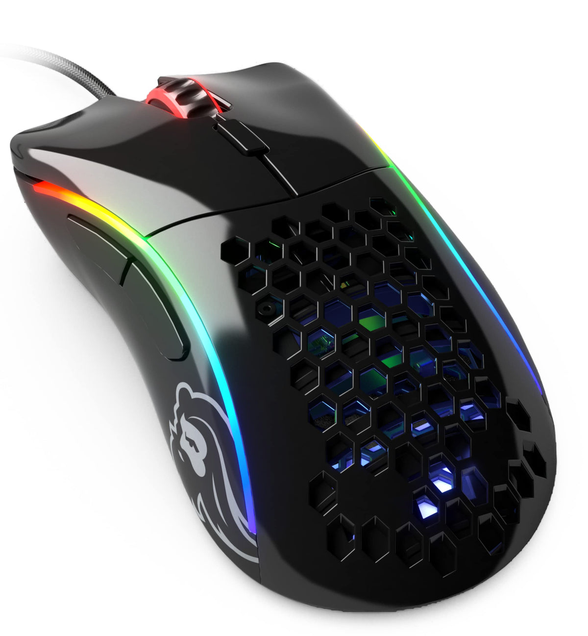 Glorious Gaming - Superlight Wired PC Gaming Mouse with Honeycomb Shell, 6 Programmable Buttons, RGB Lighting & PTFE Skates - Model D- (Small), Glossy Black