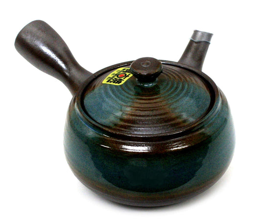 Hisamuratouki 7137 Teapot, Tea, 9.2 fl oz (260 ml), Banko Ware, Circle Network, Nanban Fuku-shaped Blue Glaze