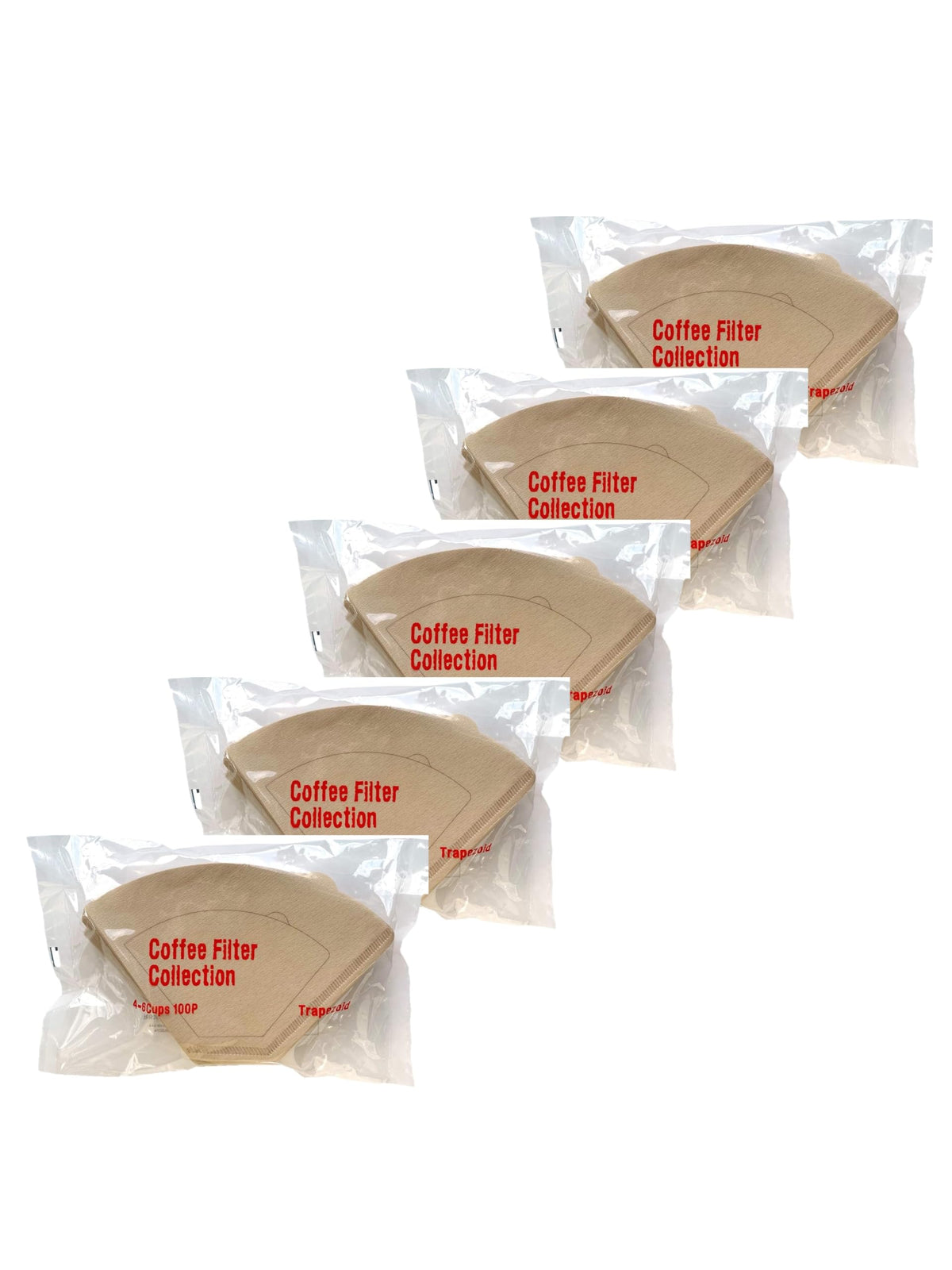 Kanae Paper Coffee Filter KS Trapezoid 4 to 6 Cups, 100 Sheets x 5 Set, Unbleached, Made in Japan, Brown
